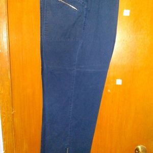 Navy Blue & Silver Zippered Skacks by Avenue